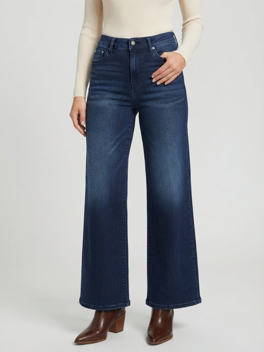 Curve Appeal Wide Leg Jeans High Rise Dark Wash Size 6 NWT